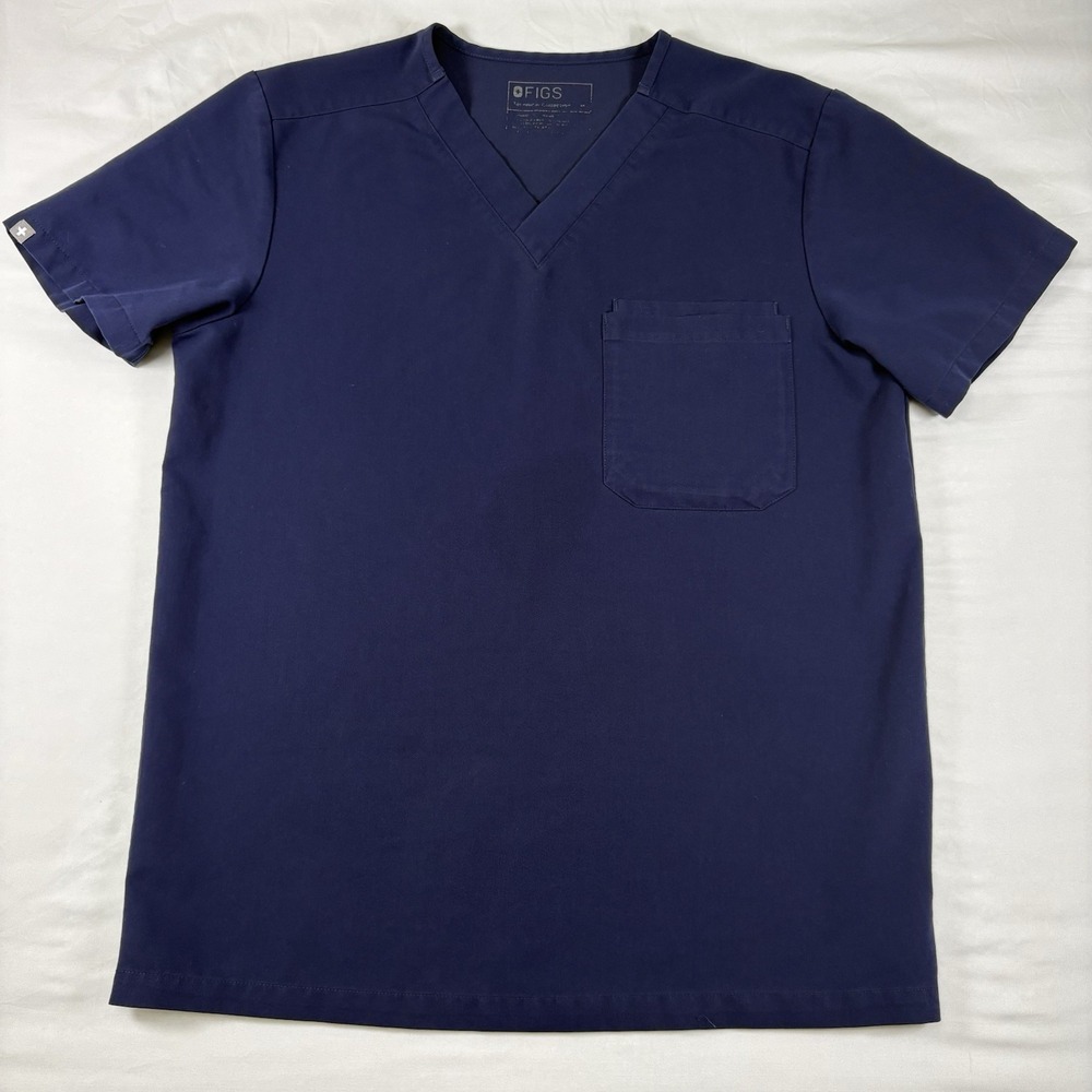 FIGS Scrub Top FM1500 Medical V-Neck Modern Fit‎ Men's M Navy Stretch
